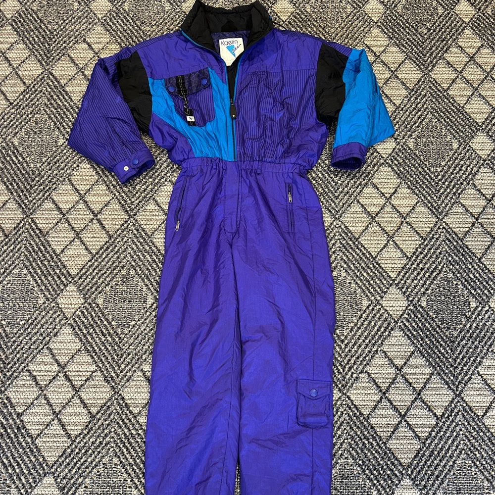 Vintage Purple and Blue Women's Ski Snow suit